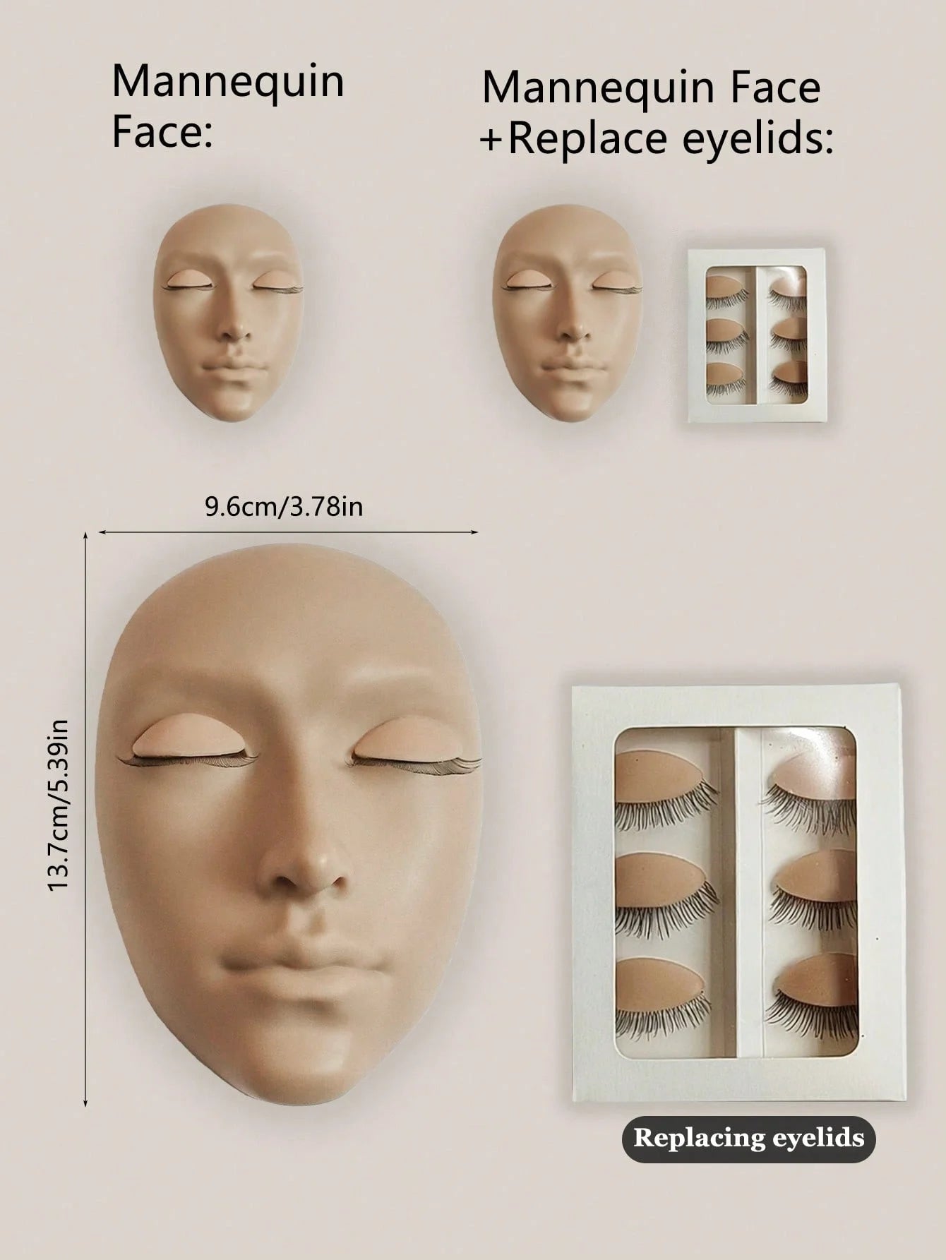 Cabeza de maniquí de pestañas, entrenamiento Facial falso de silicona cosmetología de la piel extensión de ojos de pestañas práctica maquillaje herramientas de tratamiento facial