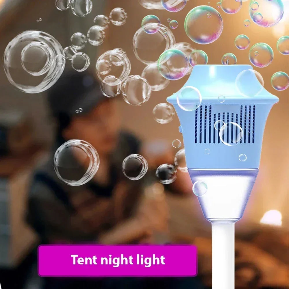 Máquina de burbujas con soporte con luces y música para soplador de burbujas de jabón al aire libre, adecuado para deportes acuáticos, decoración para fiesta de boda, burbujas
