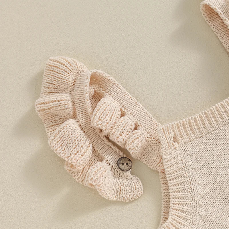 Baby Girl Floral-Embroidered Sleeveless Ruffle Romper