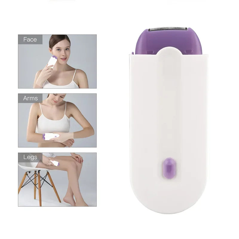 Depiladora de luz azul para cuerpo de mujer, afeitadora de inducción, herramienta de depilación, depiladora de labios de Bikini automática eléctrica rotativa para cara y pierna
