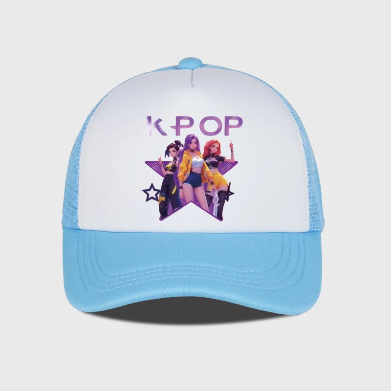 Gorra de malla estampada del grupo femenino de K-POP, gorra de béisbol transpirable de verano, sombrero de sol unisex ajustable, perfecto para los fanáticos del K-Pop
