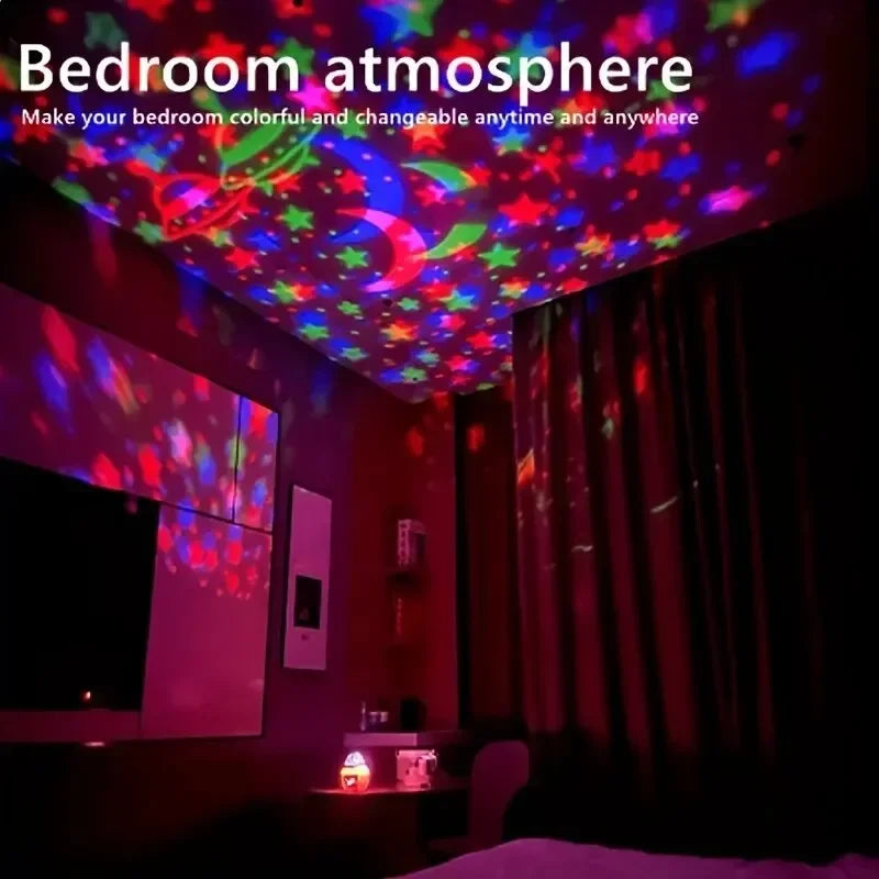 Luces LED de noche de cielo estrellado, lámpara de proyector USB, bola mágica, Luna, estrella, luces de Navidad, decoraciones de ambiente para habitación del hogar
