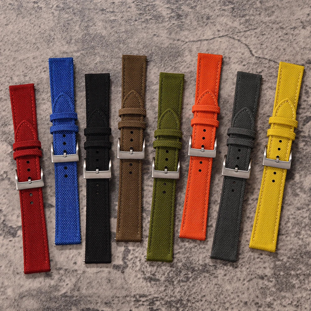 Correa de reloj de nailon de 18mm, 20mm y 22mm, correas de reloj de cuero y tela de vela de dos caras, pulseras de liberación rápida, cinturón deportivo para hombres y mujeres